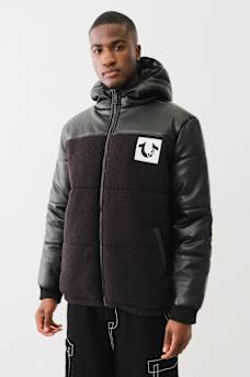 SHERPA FAUX LEATHER PUFFER JACKET, image 2