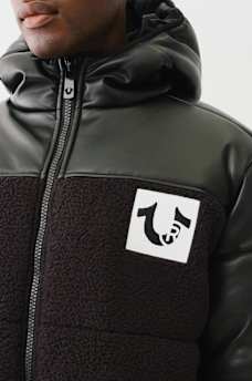 SHERPA FAUX LEATHER PUFFER JACKET, image 3