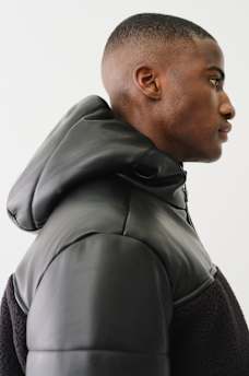 SHERPA FAUX LEATHER PUFFER JACKET, image 4
