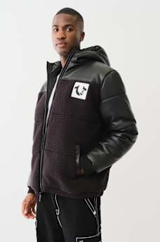 SHERPA FAUX LEATHER PUFFER JACKET, image 6