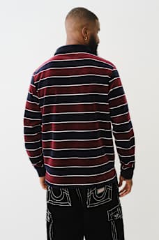 VELVET STRIPED LONG SLEEVE POLO SHIRT, image 3