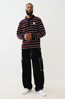 VELVET STRIPED LONG SLEEVE POLO SHIRT, image 5