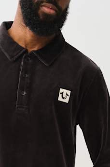 VELVET LONG SLEEVE POLO SHIRT, image 2