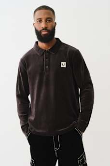 VELVET LONG SLEEVE POLO SHIRT, image 4