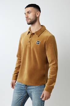 VELVET LONG SLEEVE POLO SHIRT, image 2
