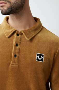 VELVET LONG SLEEVE POLO SHIRT, image 3