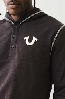 HOODED FLATLOCK HENLEY TEE, image 4