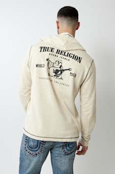 HOODED FLATLOCK HENLEY TEE, image 1