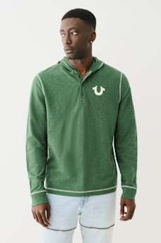 HOODED FLATLOCK HENLEY TEE, image 2