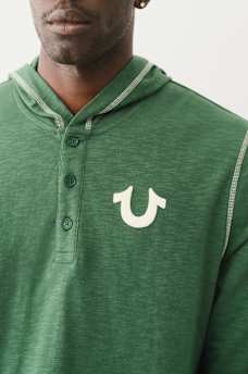 HOODED FLATLOCK HENLEY TEE, image 4