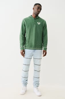 HOODED FLATLOCK HENLEY TEE, image 6