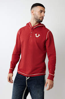 HOODED FLATLOCK HENLEY TEE, image 2