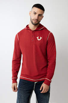 HOODED FLATLOCK HENLEY TEE, image 5