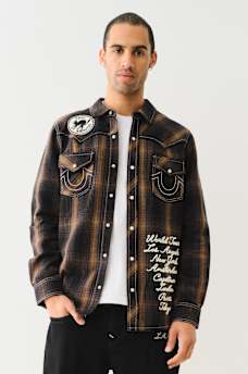 WESTERN BIG T LOGO PLAID SHIRT, image 1
