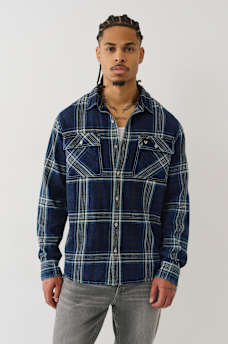 INDIGO PLAID WORKWEAR  SHIRT, image 1