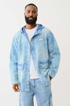 DENIM BIG T HOODED CHORE JACKET, image 2