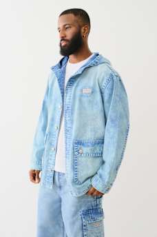 DENIM BIG T HOODED CHORE JACKET, image 3
