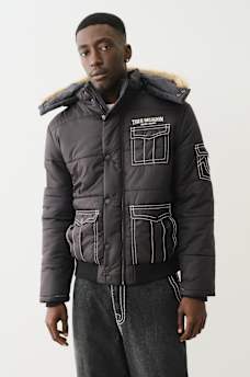FUR HOOD BIG T PUFFER JACKET, image 2