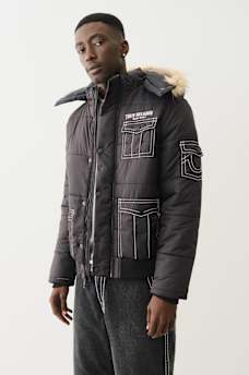 FUR HOOD BIG T PUFFER JACKET, image 6