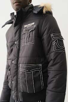 FUR HOOD BIG T PUFFER JACKET, image 1
