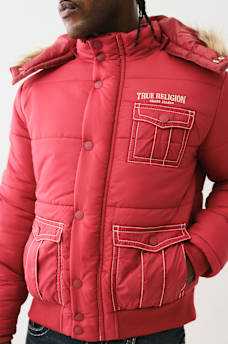 FUR HOOD BIG T PUFFER JACKET, image 1