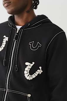 BIG T WARPED PUFF PRINT LOGO ZIP HOODIE, image 2