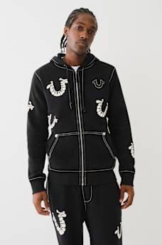 BIG T WARPED PUFF PRINT LOGO ZIP HOODIE, image 3