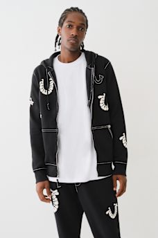 BIG T WARPED PUFF PRINT LOGO ZIP HOODIE, image 4