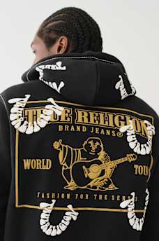 BIG T WARPED PUFF PRINT LOGO ZIP HOODIE, image 1
