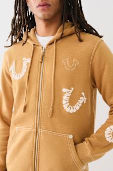 BIG T WARPED PUFF PRINT LOGO ZIP HOODIE, image 2