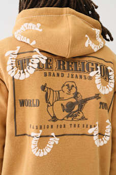 BIG T WARPED PUFF PRINT LOGO ZIP HOODIE, image 1