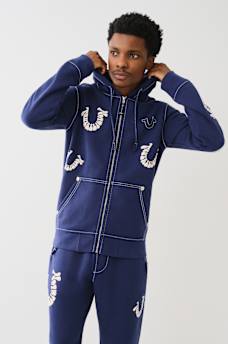 BIG T WARPED PUFF PRINT LOGO ZIP HOODIE, image 2