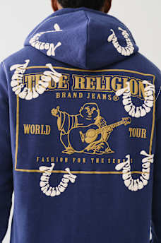 BIG T WARPED PUFF PRINT LOGO ZIP HOODIE, image 1