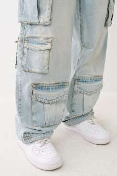 LIGHT WASH BAGGY CARGO JEAN, image 6