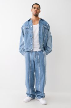 FRAYED BIG T DENIM JACKET , image 2