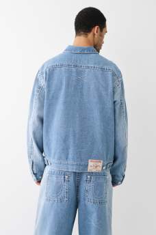 FRAYED BIG T DENIM JACKET , image 7