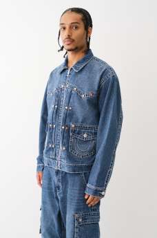RIVET BIG T WESTERN DENIM JACKET 