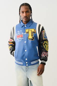 FAUX LEATHER PATCH EMBROIDERY VARSITY JACKET, image 2