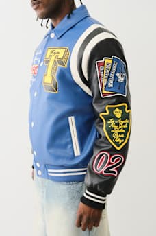 FAUX LEATHER PATCH EMBROIDERY VARSITY JACKET, image 5