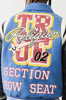 FAUX LEATHER PATCH EMBROIDERY VARSITY JACKET, image 7