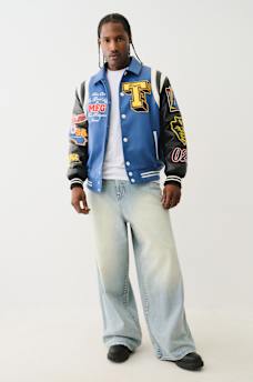 FAUX LEATHER PATCH EMBROIDERY VARSITY JACKET, image 8