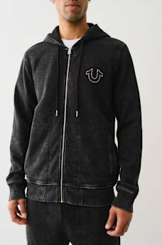 STUDDED LOGO ZIP HOODIE, image 2