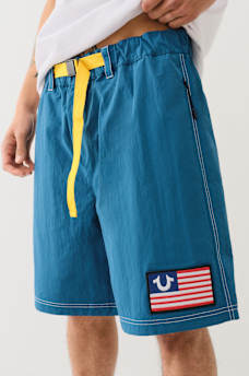 BELTED NYLON TRUE FLAG SHORT, image 1