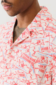 ALLOVER BUDDHA PRINT CAMP COLLAR SHIRT, image 3
