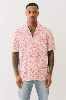 ALLOVER BUDDHA PRINT CAMP COLLAR SHIRT, image 4