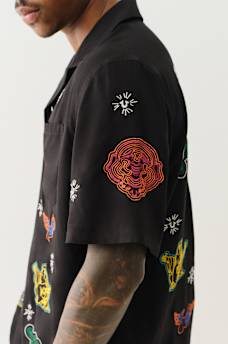 GROOVY EMBROIDERY CAMP COLLAR SHIRT, image 4