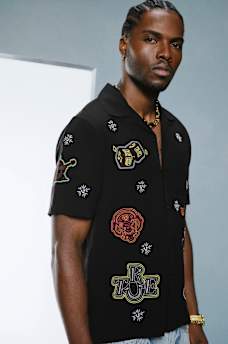 GROOVY EMBROIDERY CAMP COLLAR SHIRT, image 1