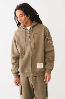 SUDADERA CON CAPUCHA Y CIERRE HOLGADA TIPO CARGO REMIX