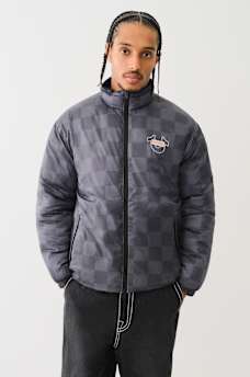 EMBROIDERED CHECKERED PUFFER JACKET , image 3