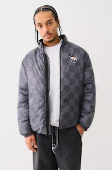 EMBROIDERED CHECKERED PUFFER JACKET , image 1